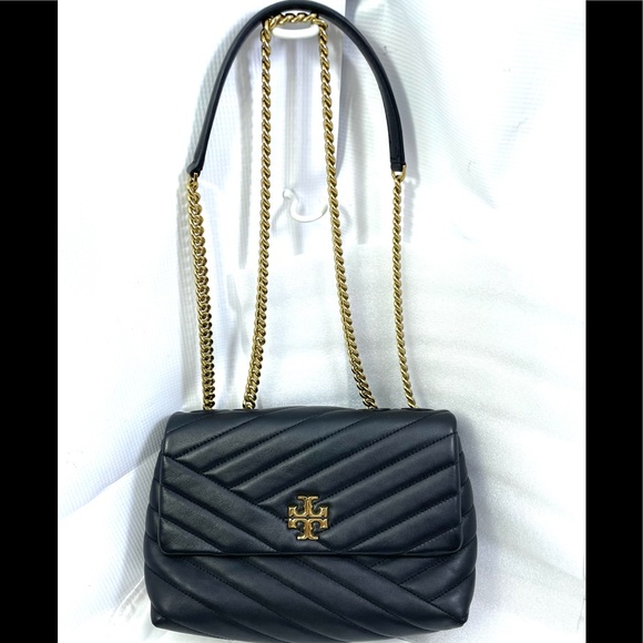 Tory Burch Kira Chevron CONVT SHLDR Bag. Excellent Condition New. Black/Gold. - Picture 2 of 14
